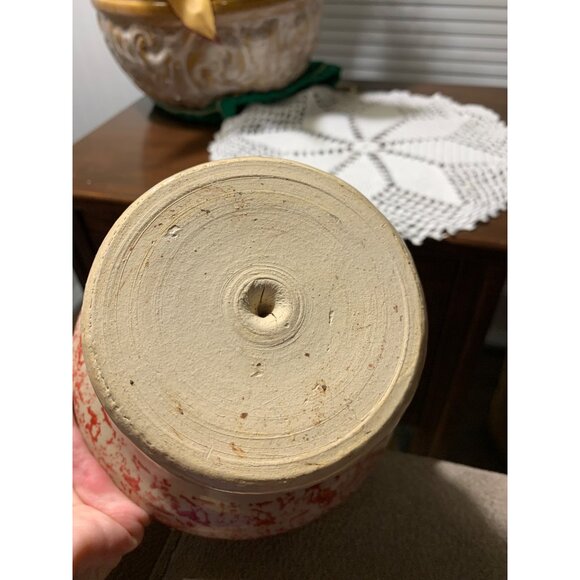 Handmade Red & Cream Speckled Ceramic Apple Baker Dish Bowl 4" Diameter - Picture 5 of 6